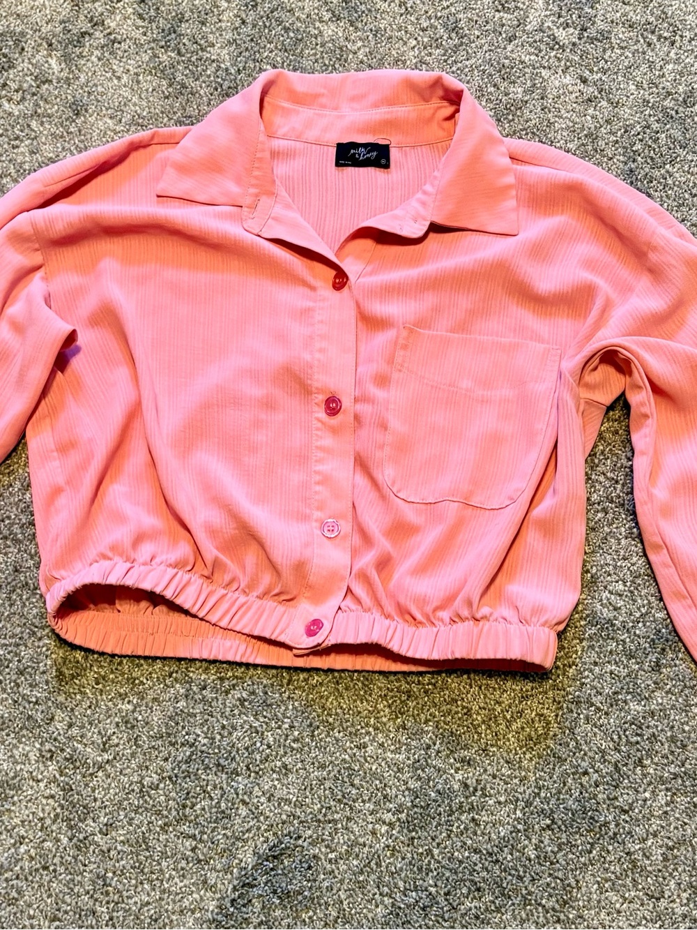 wild fable Pink Cropped Button-Down Blouse